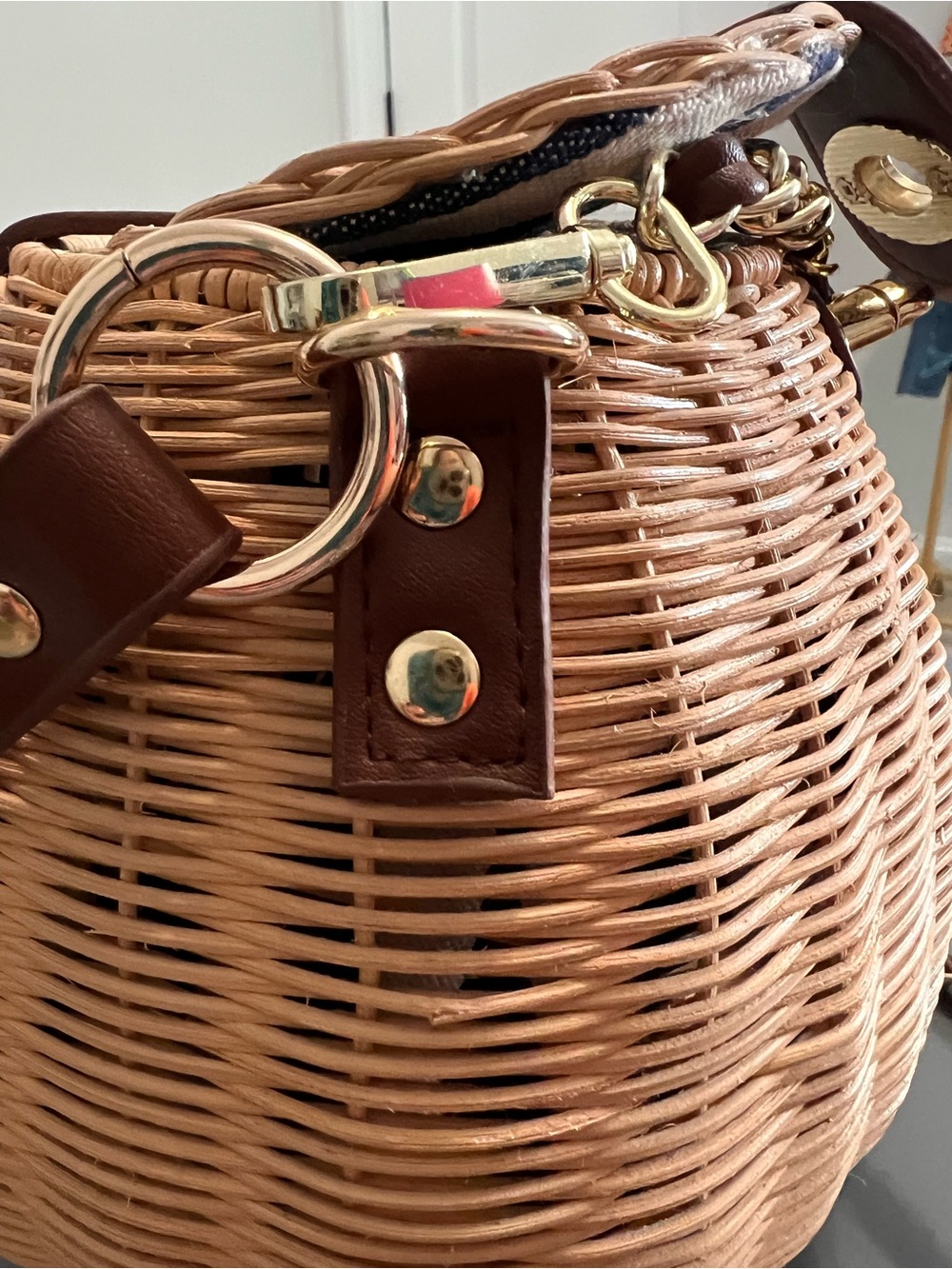 Free People Brown and Tan Woven Wicker Rattan Crossbody Bag - Picture 9 of 10